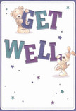 Cheerful, playful, and radiating comfort, this get well card is a burst of optimism-just like a thoughtful bouquet delivered on a grey Kilburn morning. Two adorable characters, a plush teddy bear and a lively puppy, bring animated joy as they hold and steady oversized, colourful letters spelling 'Get Well.' The deep indigo and teal hues of the text pop vibrantly against a creamy, gentle backdrop, recalling the inviting tones found in local Kilburn floral displays. Sprinkled around the scene, a constellation of stars in soft blue and purple shades twinkle with hope, filling the card with light and positivity. The illustrated fur of both the bear and pup is rendered so softly, you can almost imagine the comforting embrace-akin to running your fingers across a fresh bouquet of velvety roses and pillowy hydrangea. This card, so full of kindness and encouragement, is perfect for delivering heartfelt get well wishes alongside a signature arrangement from Flower Delivery Kilburn. In every detail, it reflects the caring spirit of the community, bringing warmth and reassurance to anyone on the mend in NW6.
